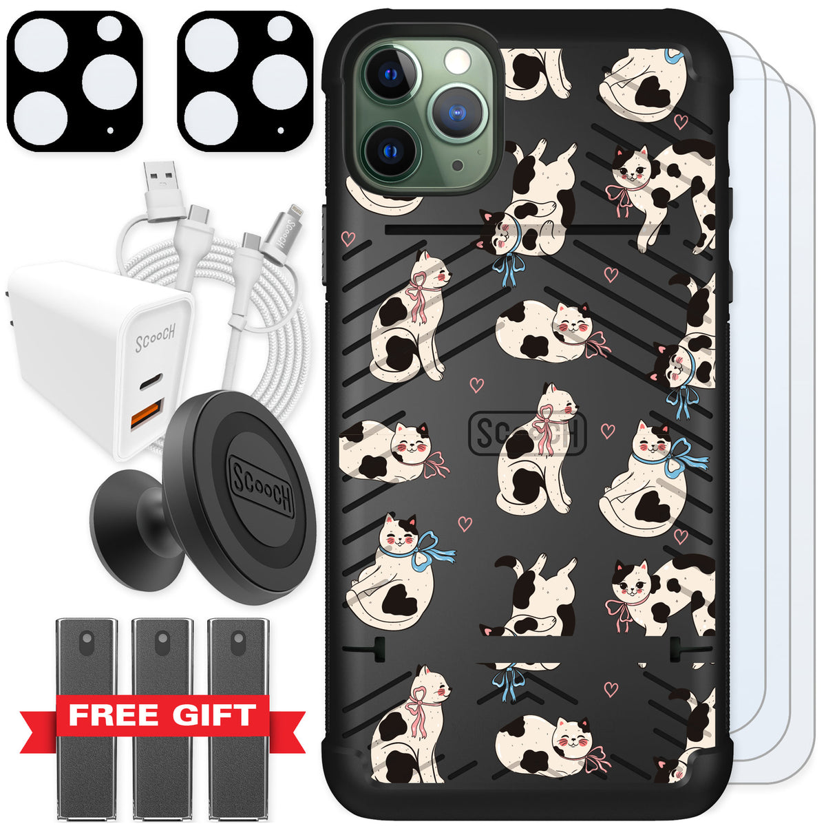 Scooch Wingmate Bow Kitties for iPhone 11 Pro Max — Ultimate Bundle