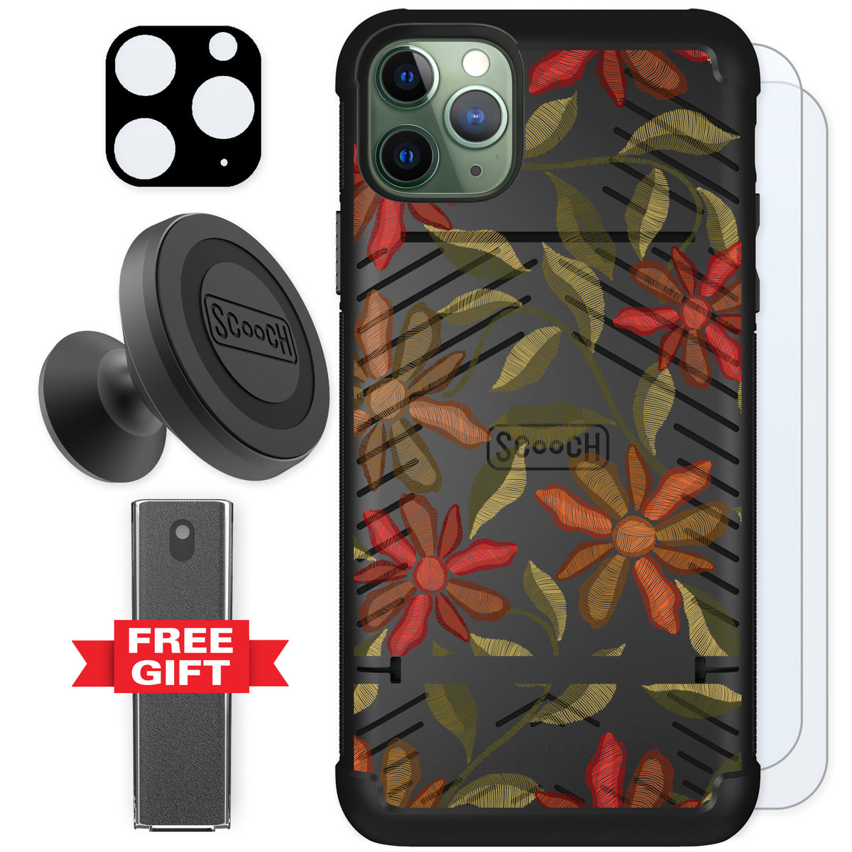 Scooch Wingmate Floral Tapestry for iPhone 11 Pro Max — Defender Bundle