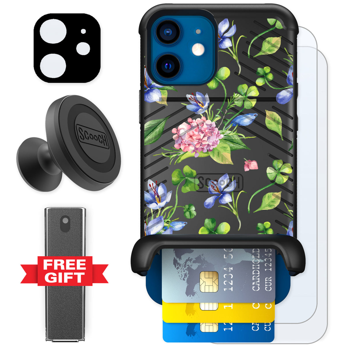 Scooch Wingmate Lucky Hydrangea for iPhone 12 — Defender Bundle