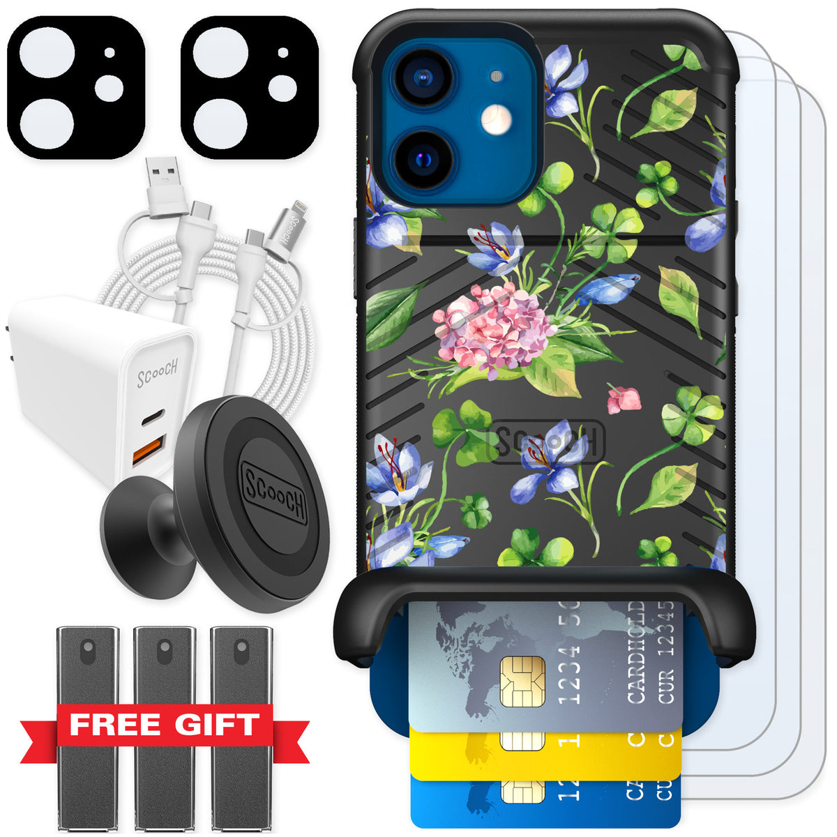 Scooch Wingmate Lucky Hydrangea for iPhone 12 — Ultimate Bundle