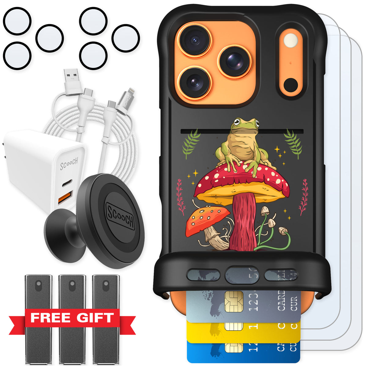 Scooch Wingmate Toadstool Frog for iPhone 17 Pro — Ultimate Bundle