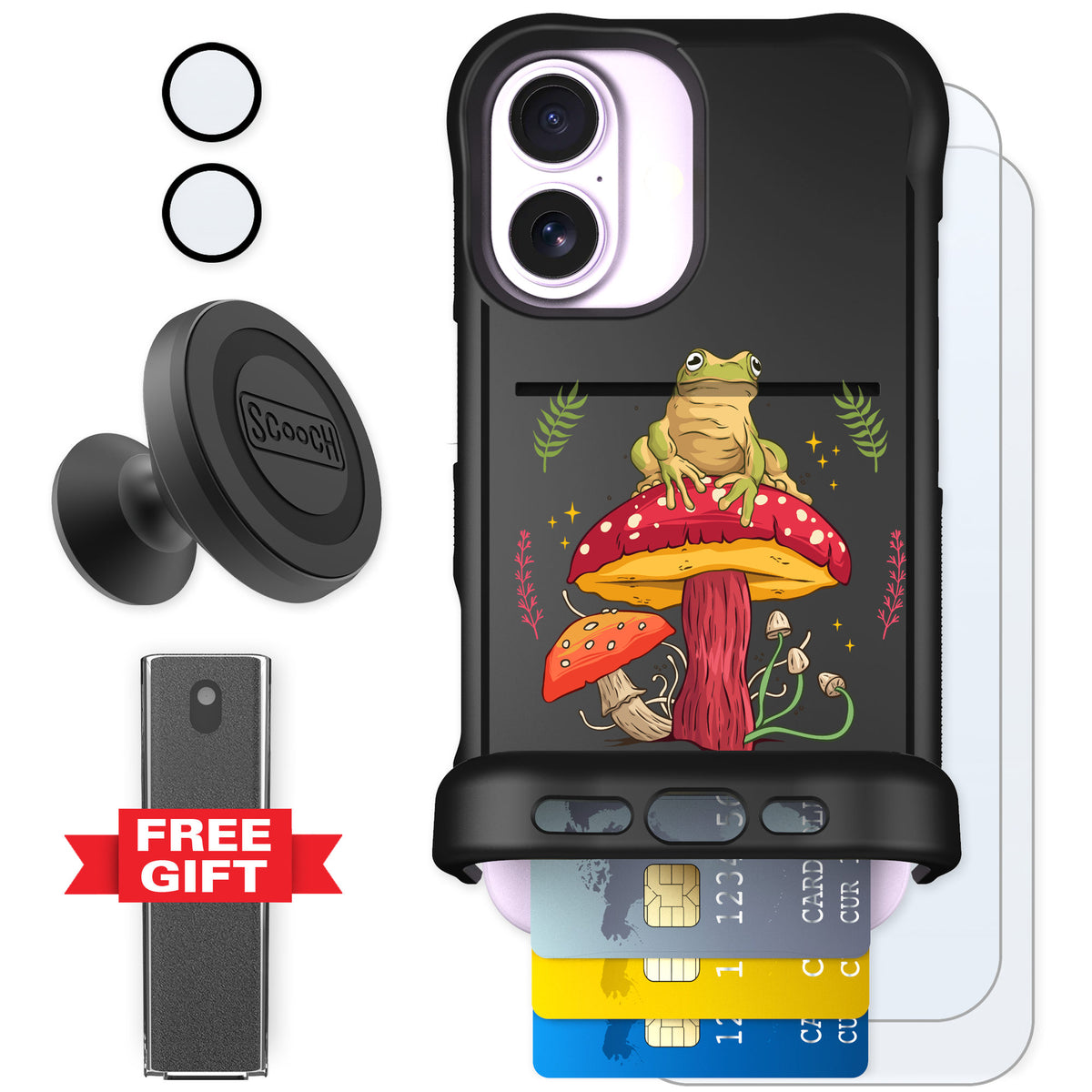 Scooch Wingmate Toadstool Frog for iPhone 17 — Defender Bundle