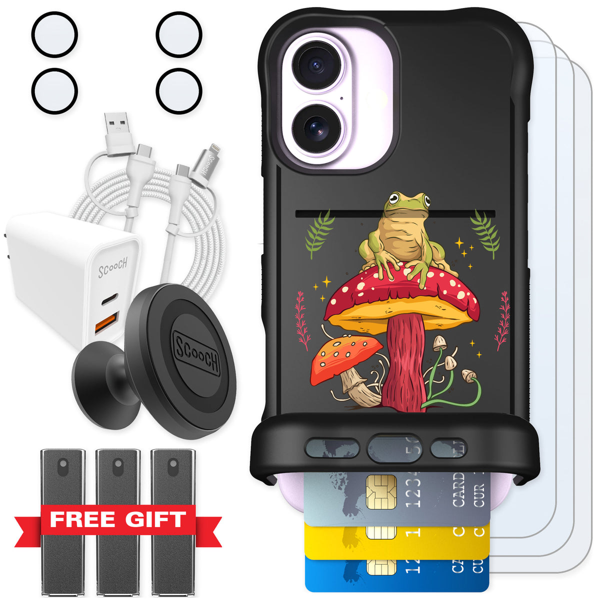 Scooch Wingmate Toadstool Frog for iPhone 17 — Ultimate Bundle