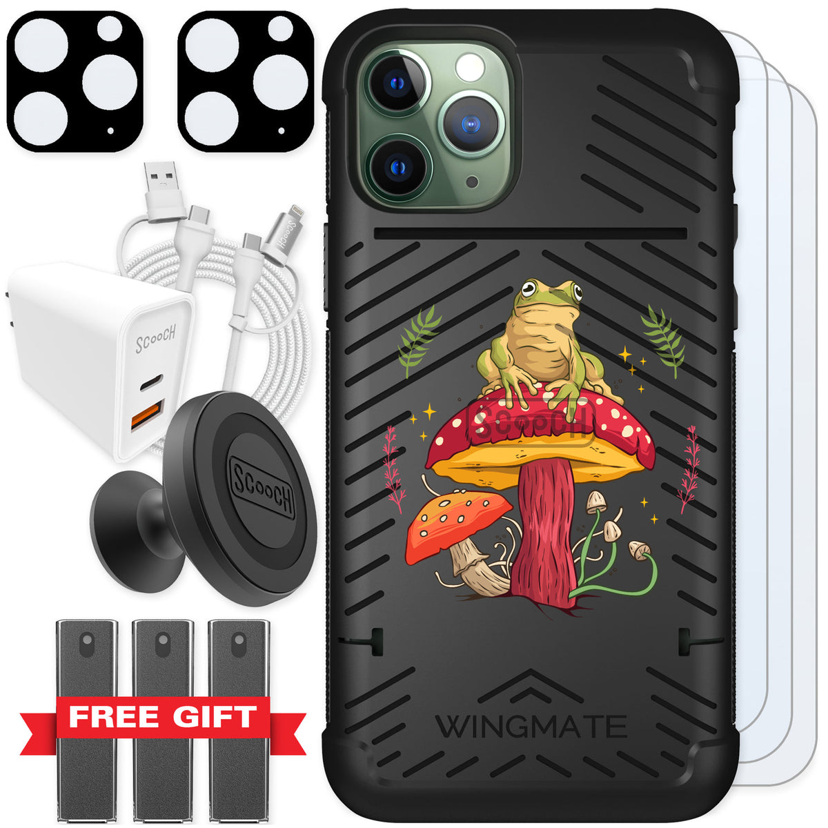 Scooch Wingmate Toadstool Frog for iPhone 11 Pro — Ultimate Bundle