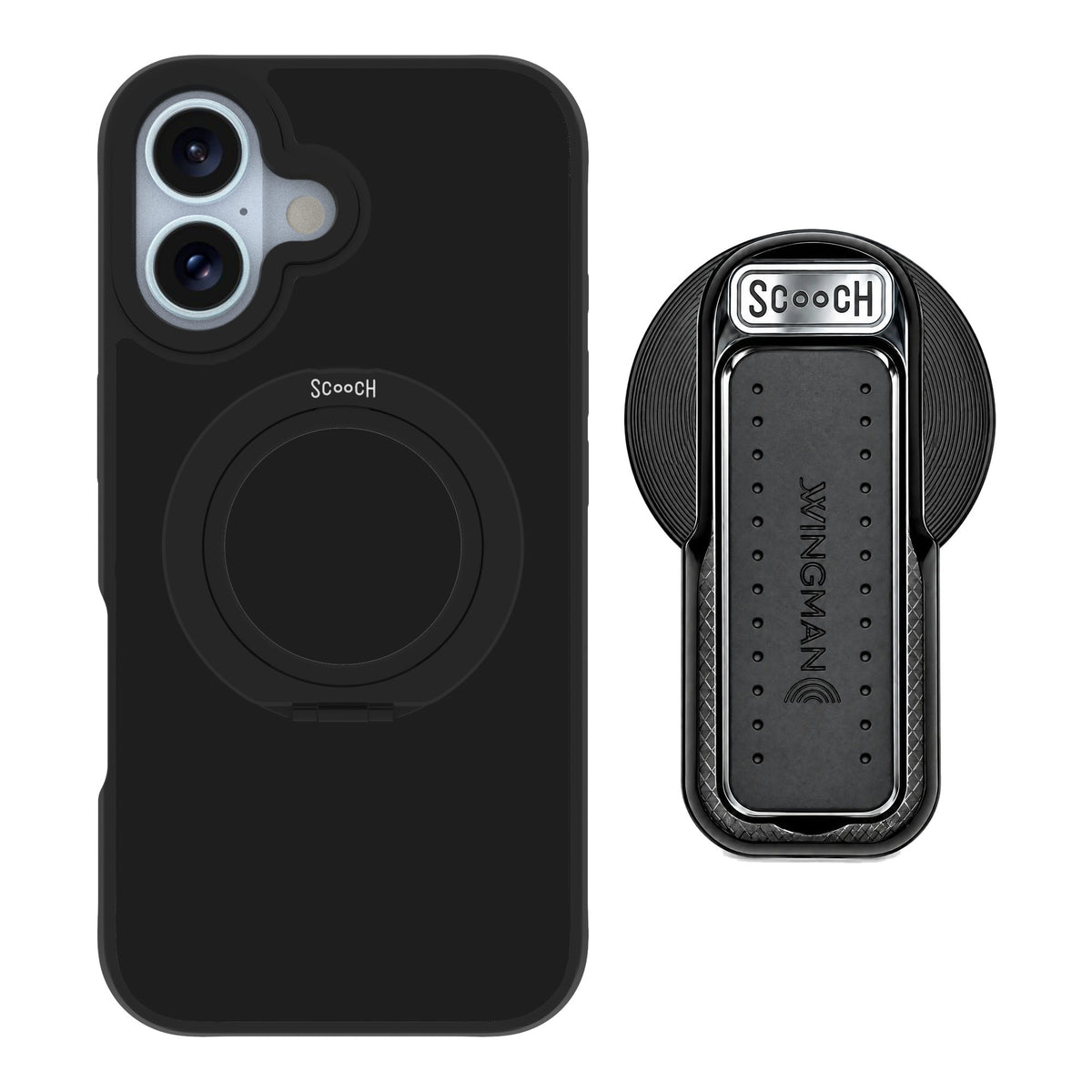 Scooch MagCase Black for iPhone 16 — MagSafe Wingback Bundle - Black
