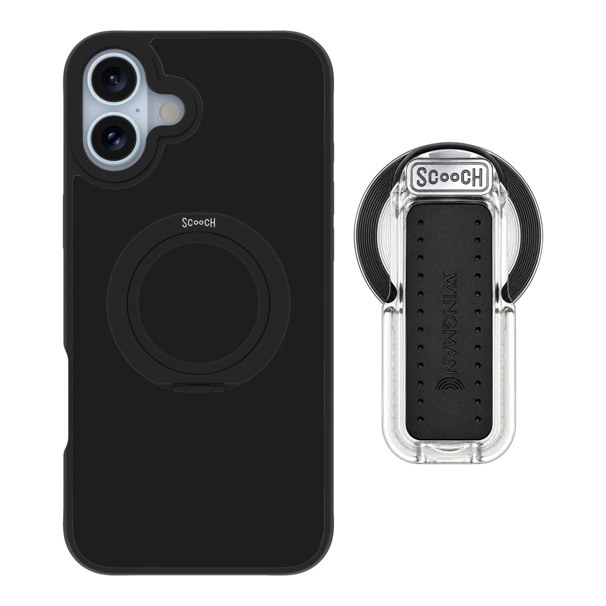 Scooch MagCase Black for iPhone 16 Plus — MagSafe Wingback Bundle - Clear