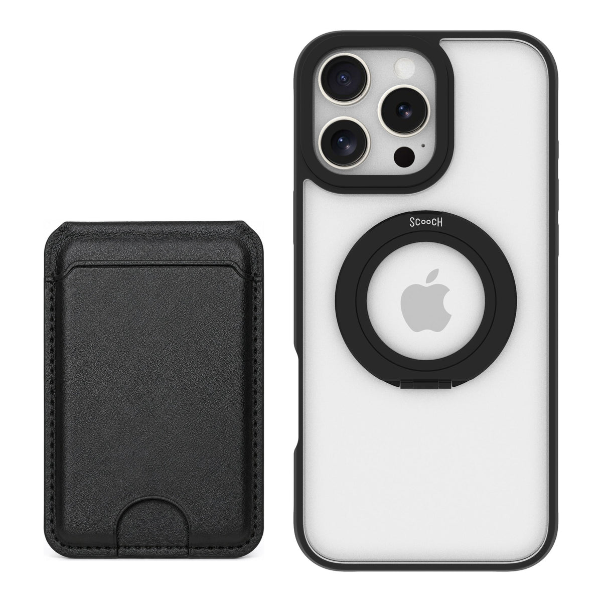 Scooch MagCase Tuxedo Clear for iPhone 16 Pro Max — Matching MagWallet Bundle
