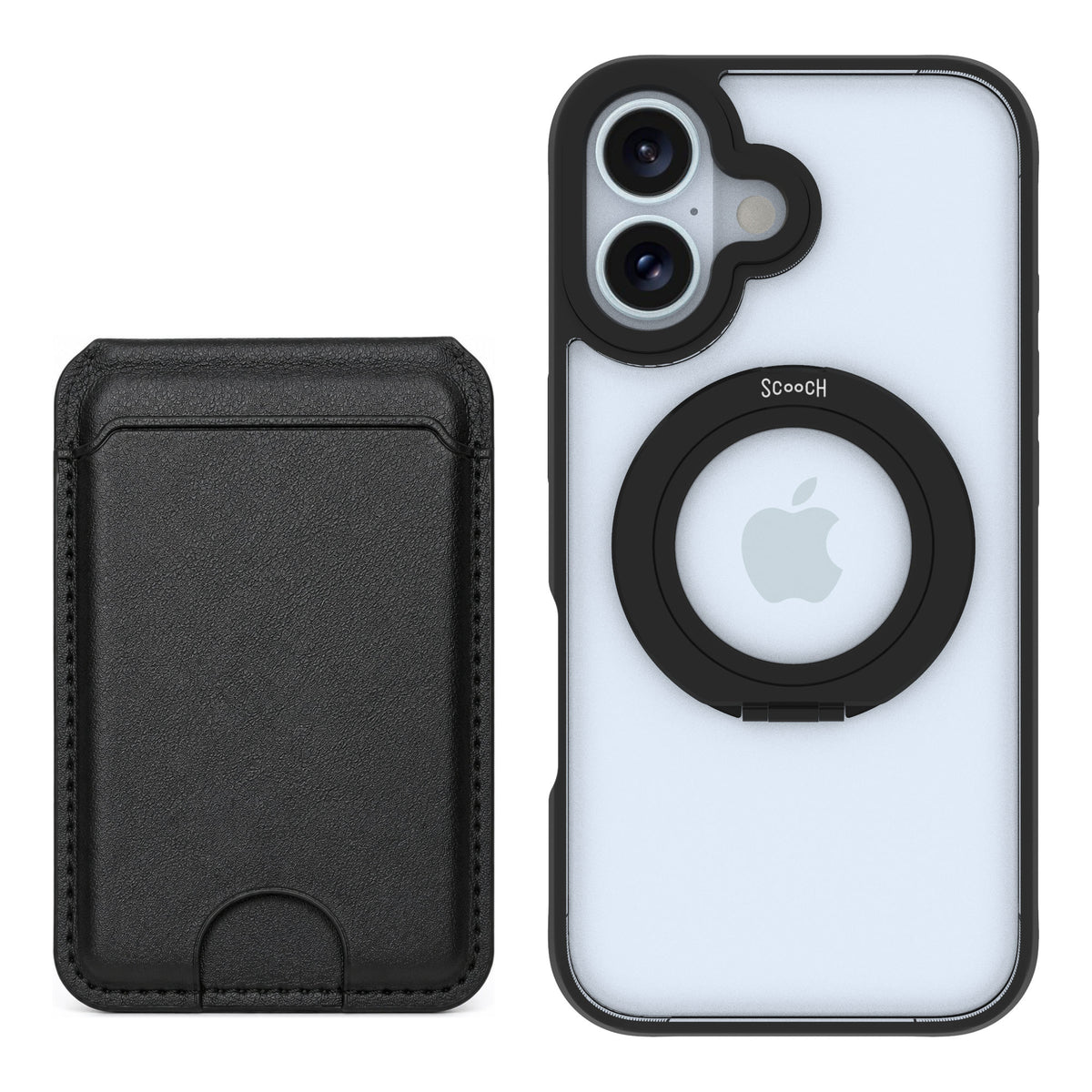 Scooch MagCase Tuxedo Clear for iPhone 16 — Matching MagWallet Bundle