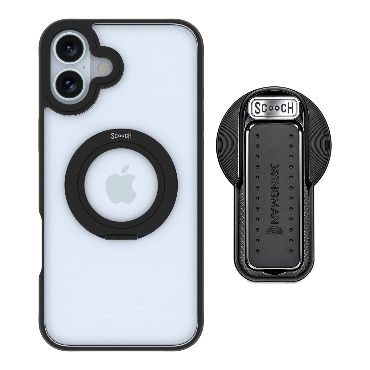 Scooch MagCase Tuxedo Clear for iPhone 16 Plus — MagSafe Wingback Bundle - Black