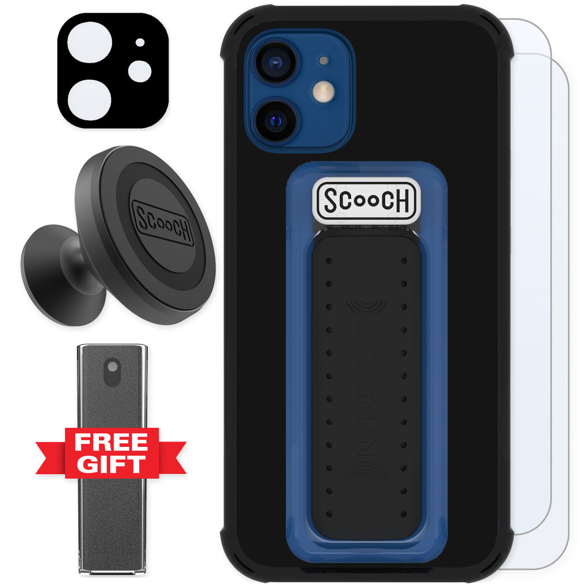 Scooch Wingman Black for iPhone 12 mini — Defender Bundle