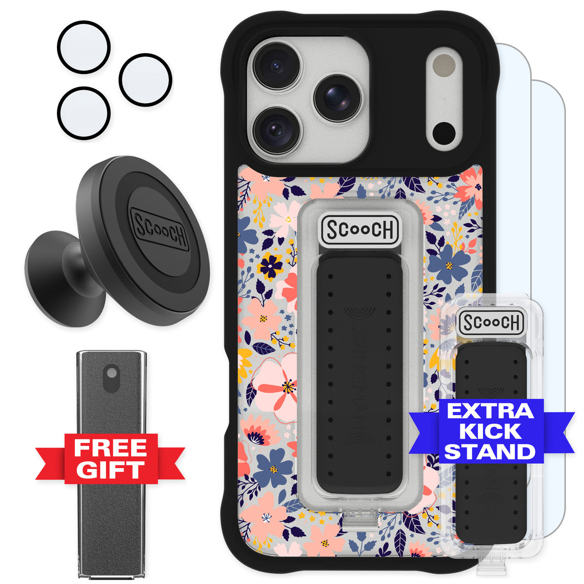 Scooch Wingman Wildflowers for iPhone 17 Pro Max — Defender Bundle