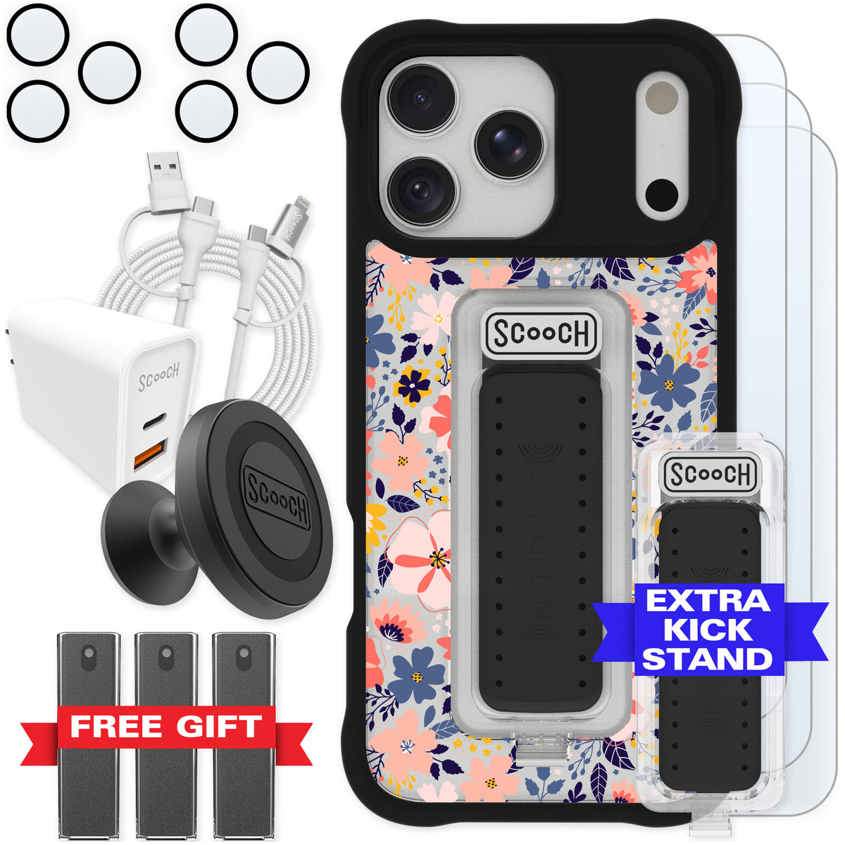 Scooch Wingman Wildflowers for iPhone 17 Pro Max — Ultimate Bundle