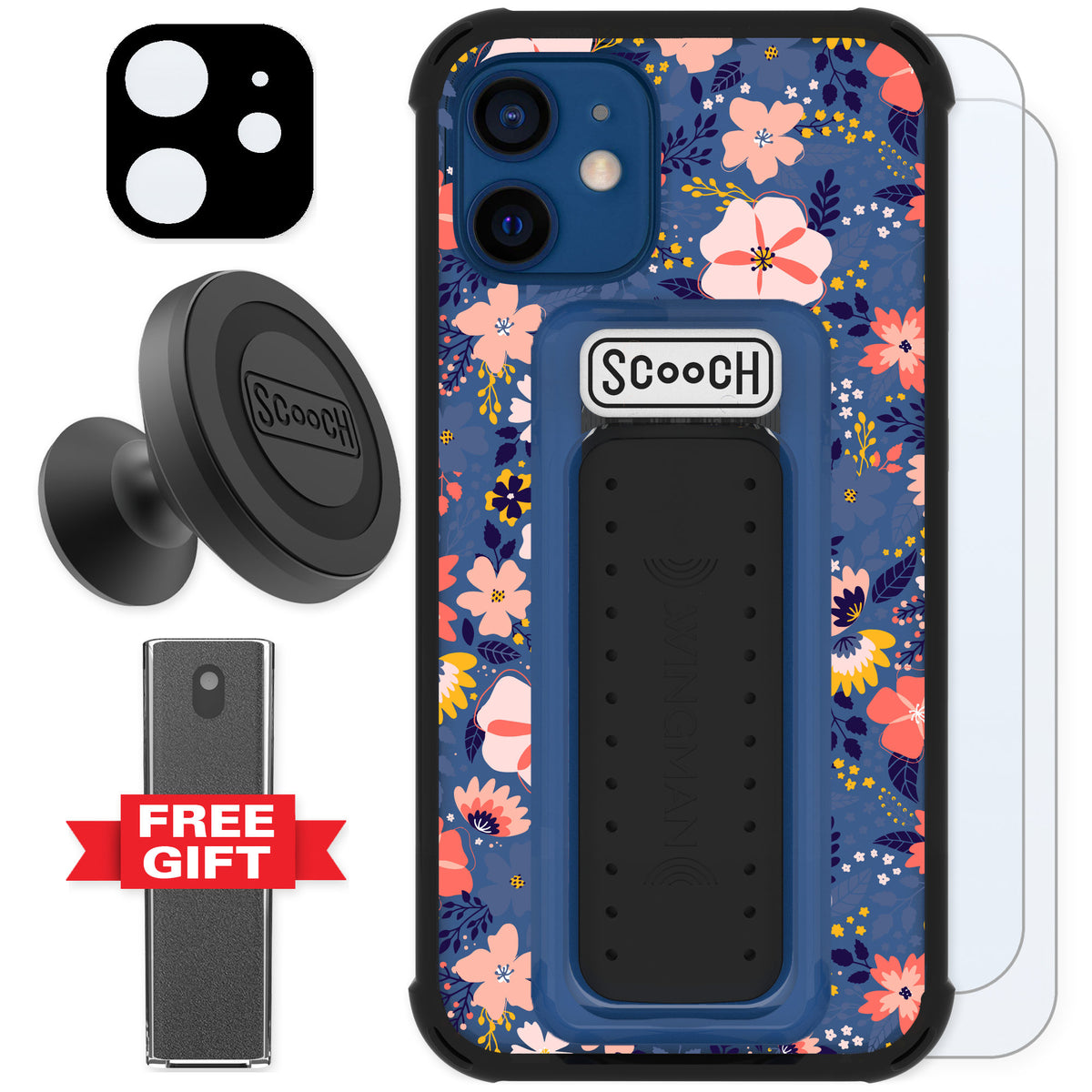 Scooch Wingman Wildflowers for iPhone 12 mini — Defender Bundle