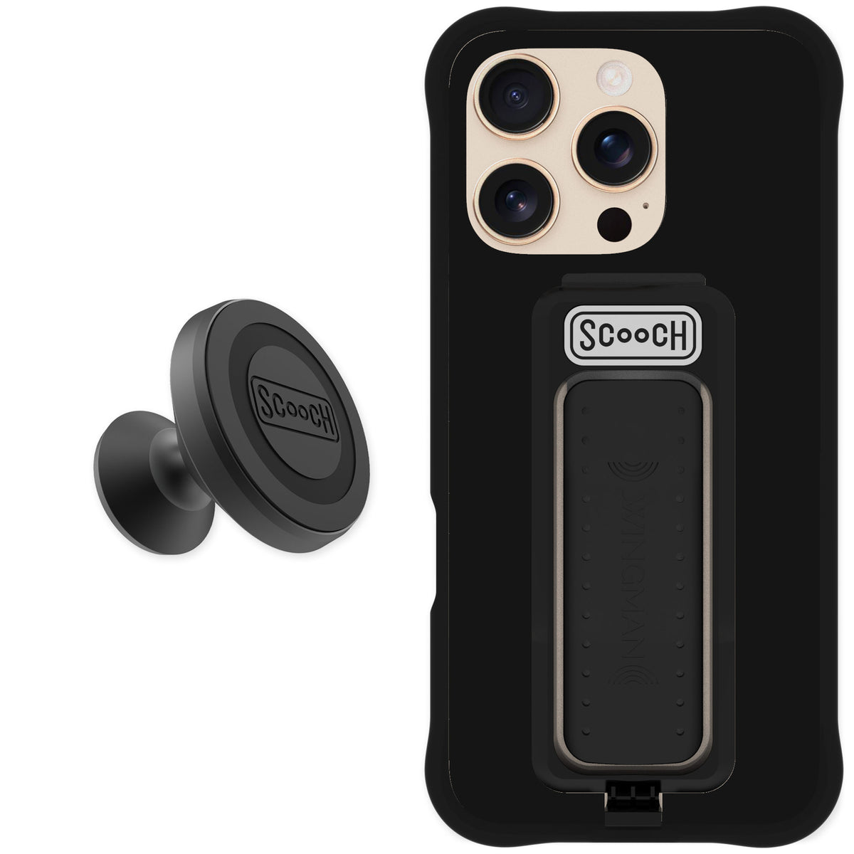 Scooch Wingman Black for iPhone 16 Pro — Starter Bundle