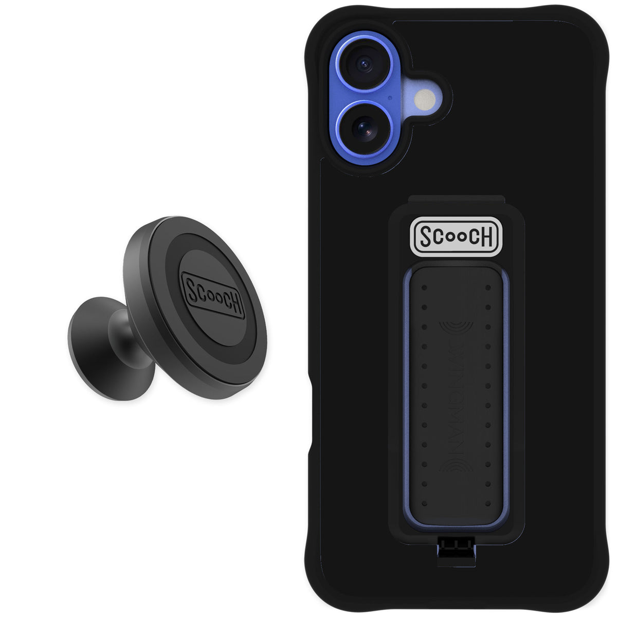 Scooch Wingman Black for iPhone 16 Plus — Starter Bundle
