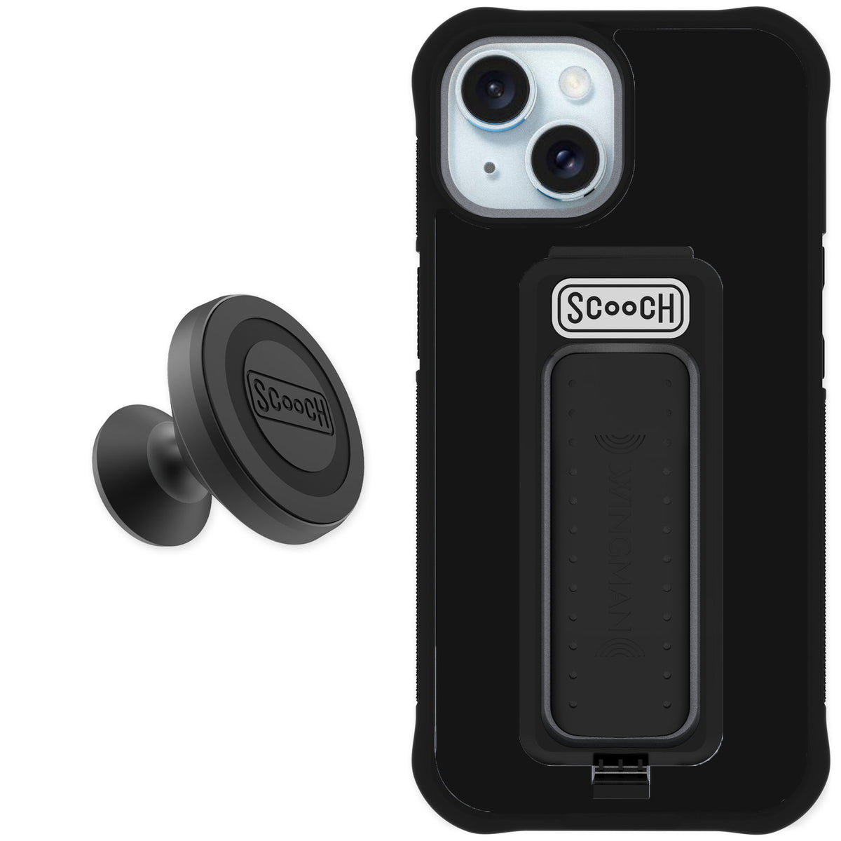 Scooch Wingman Black for iPhone 15 — Starter Bundle