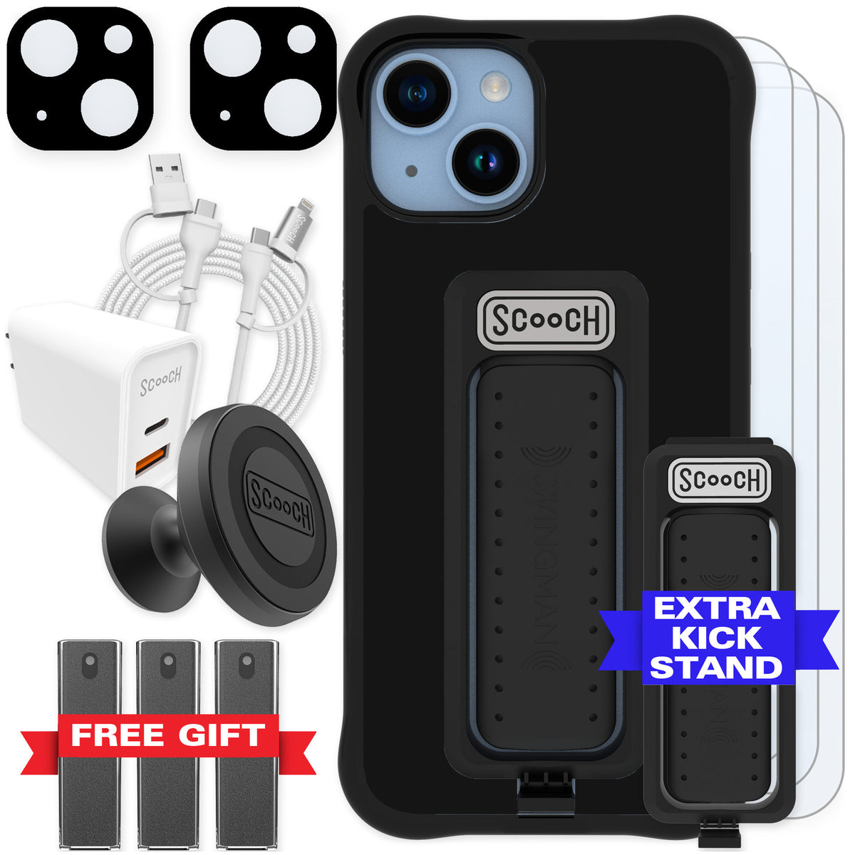 Scooch Wingman Black for iPhone 14 — Ultimate Bundle