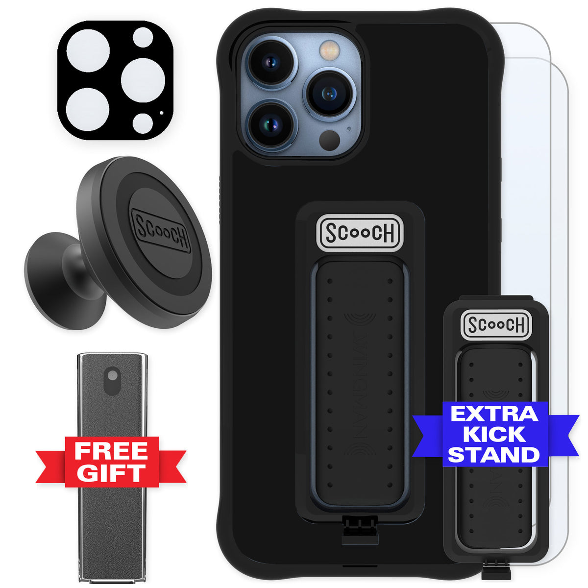 Scooch Wingman Black for iPhone 13 Pro Max — Defender Bundle
