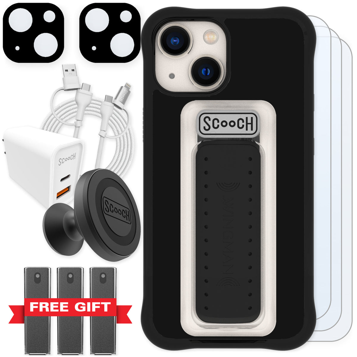 Scooch Wingman Black for iPhone 13 mini — Ultimate Bundle