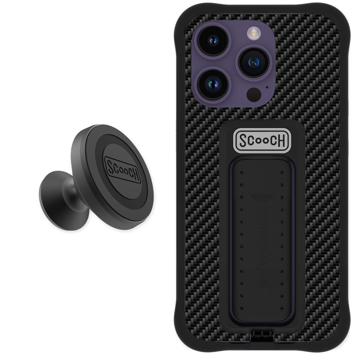 Scooch Wingman Carbon Fiber for iPhone 14 Pro — Starter Bundle