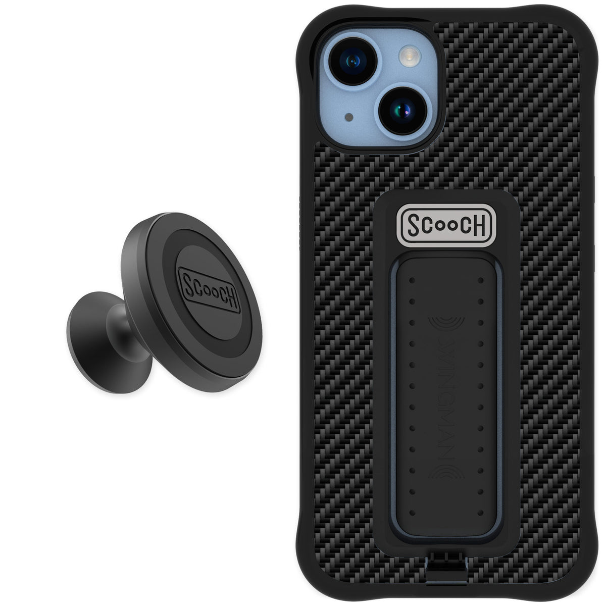 Scooch Wingman Carbon Fiber for iPhone 14 — Starter Bundle