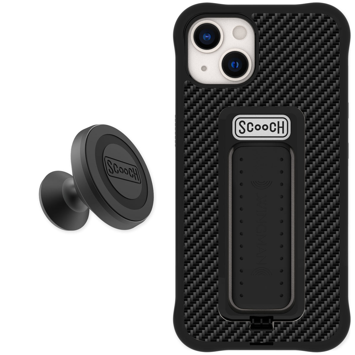 Scooch Wingman Carbon Fiber for iPhone 13 — Starter Bundle