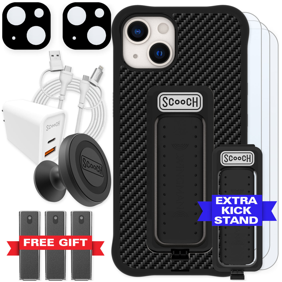 Scooch Wingman Carbon Fiber for iPhone 13 — Ultimate Bundle