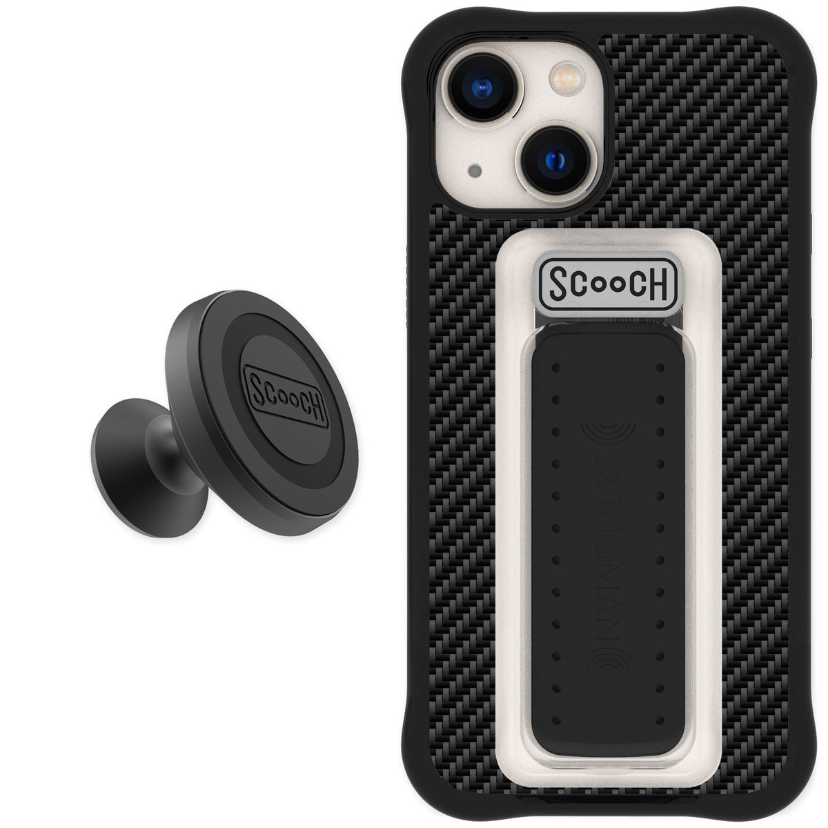 Scooch Wingman Carbon Fiber for iPhone 13 mini — Starter Bundle