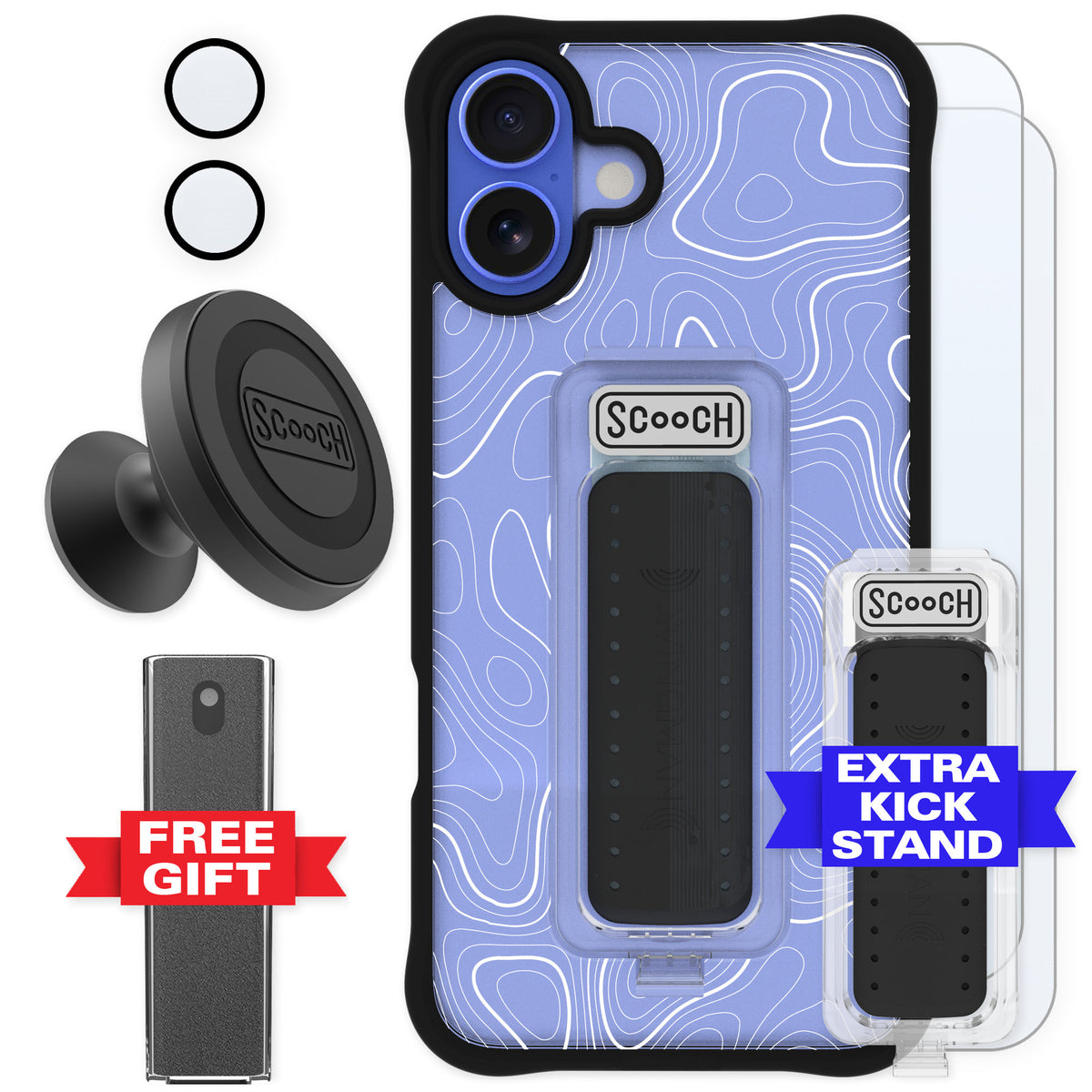 Scooch Wingman Topography for iPhone 16 Plus — Defender Bundle
