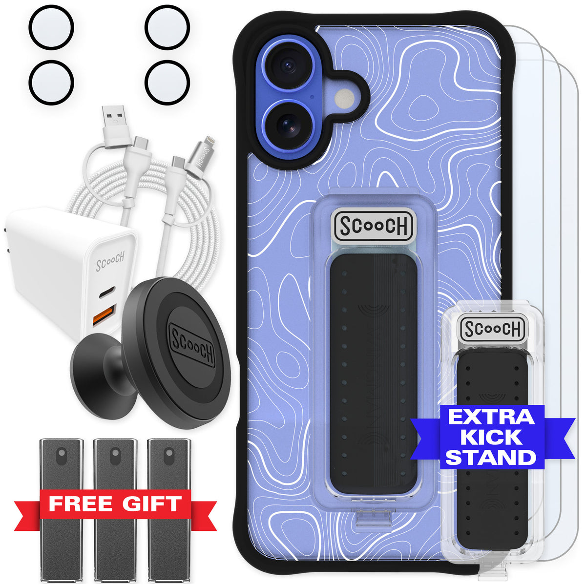 Scooch Wingman Topography for iPhone 16 Plus — Ultimate Bundle