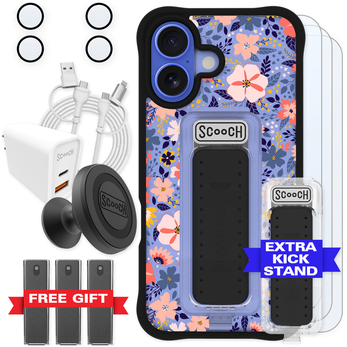 Scooch Wingman Wildflowers for iPhone 16 — Ultimate Bundle