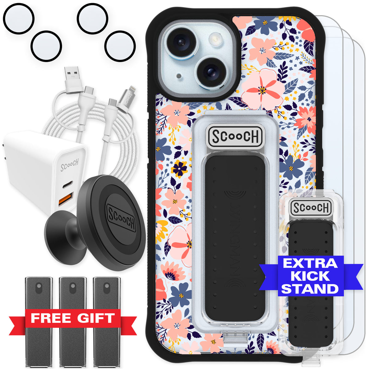 Scooch Wingman Wildflowers for iPhone 15 — Ultimate Bundle