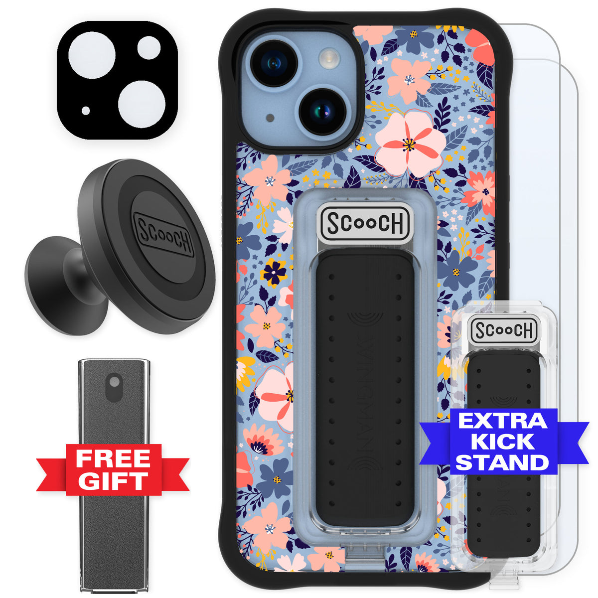 Scooch Wingman Wildflowers for iPhone 14 — Defender Bundle