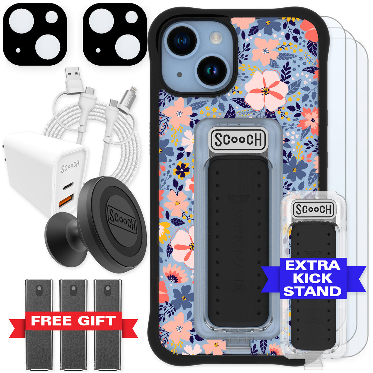 Scooch Wingman Wildflowers for iPhone 14 — Ultimate Bundle