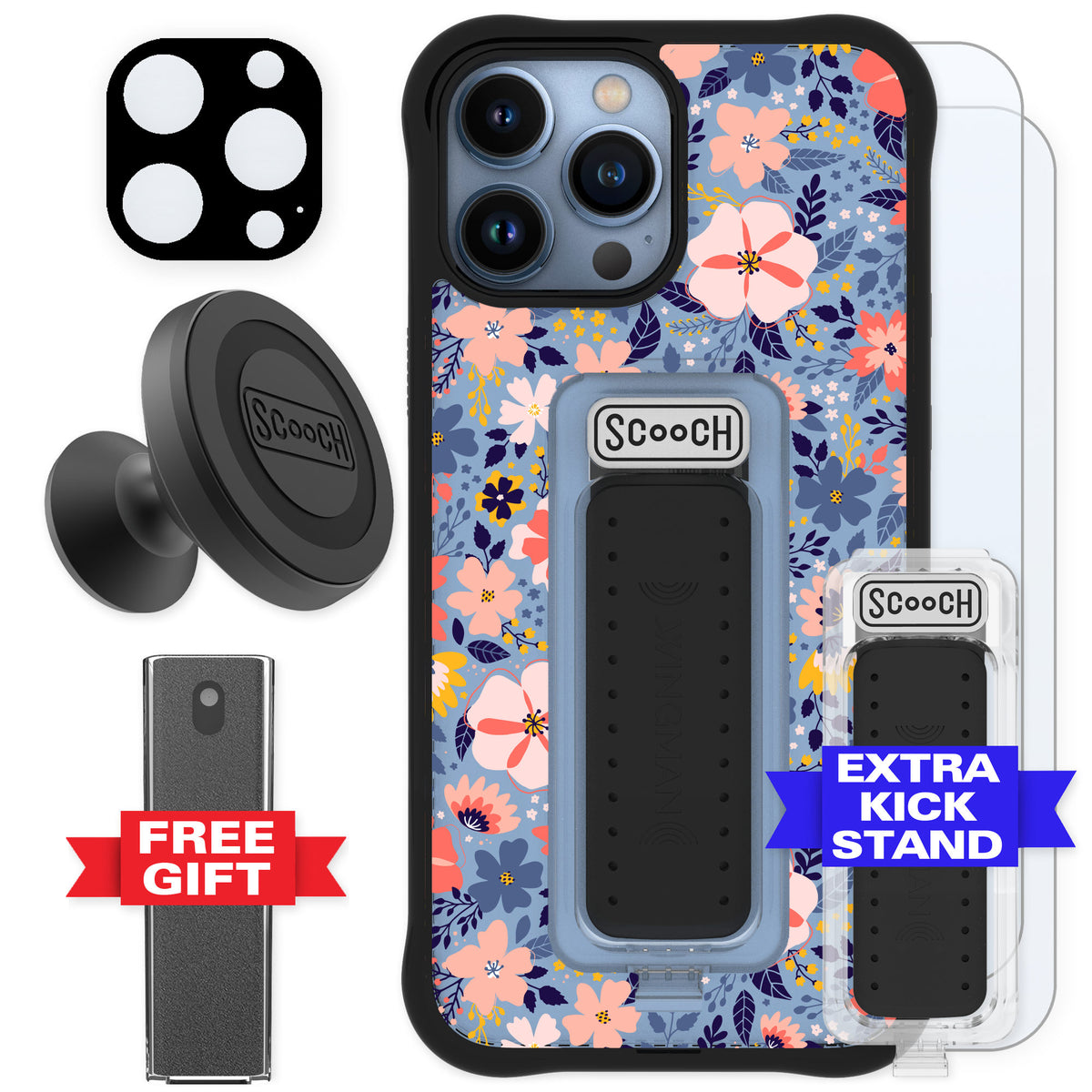 Scooch Wingman Wildflowers for iPhone 13 Pro Max — Defender Bundle