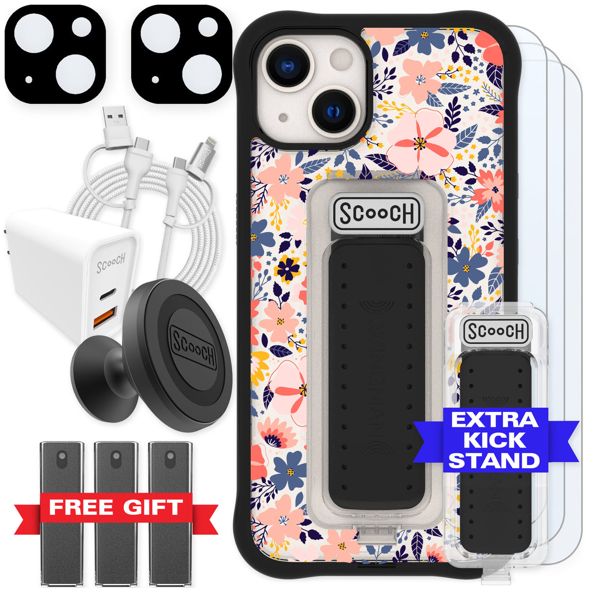 Scooch Wingman Wildflowers for iPhone 13 — Ultimate Bundle