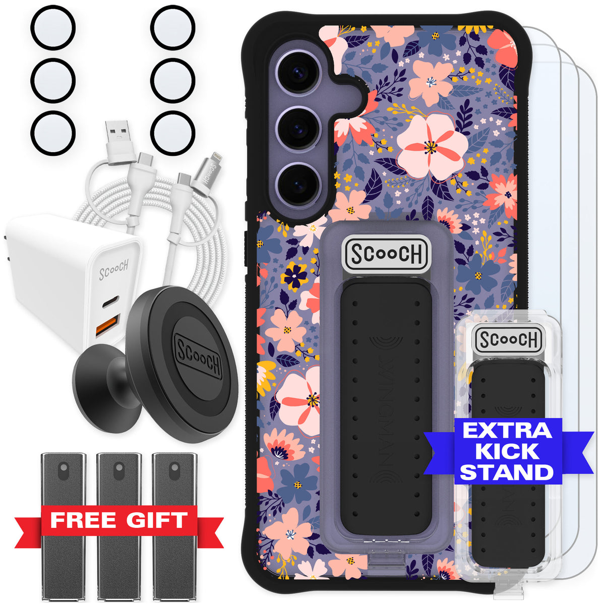 Scooch Wingman Wildflowers for Galaxy S24+ — Ultimate Bundle