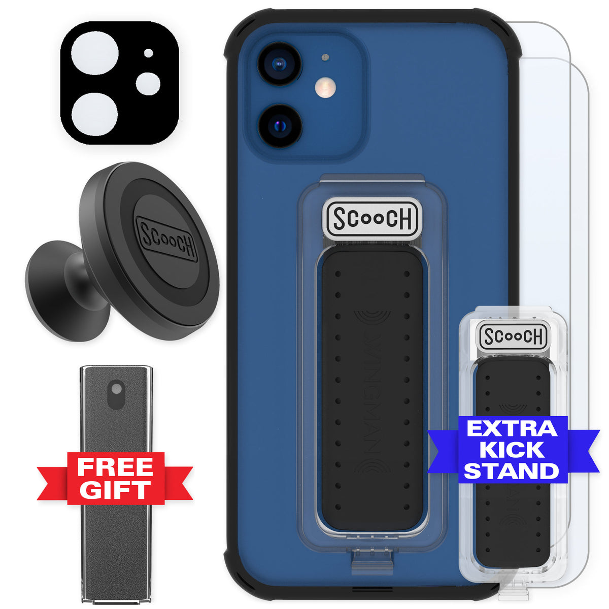 Scooch Wingman Tuxedo Clear for iPhone 12 — Defender Bundle