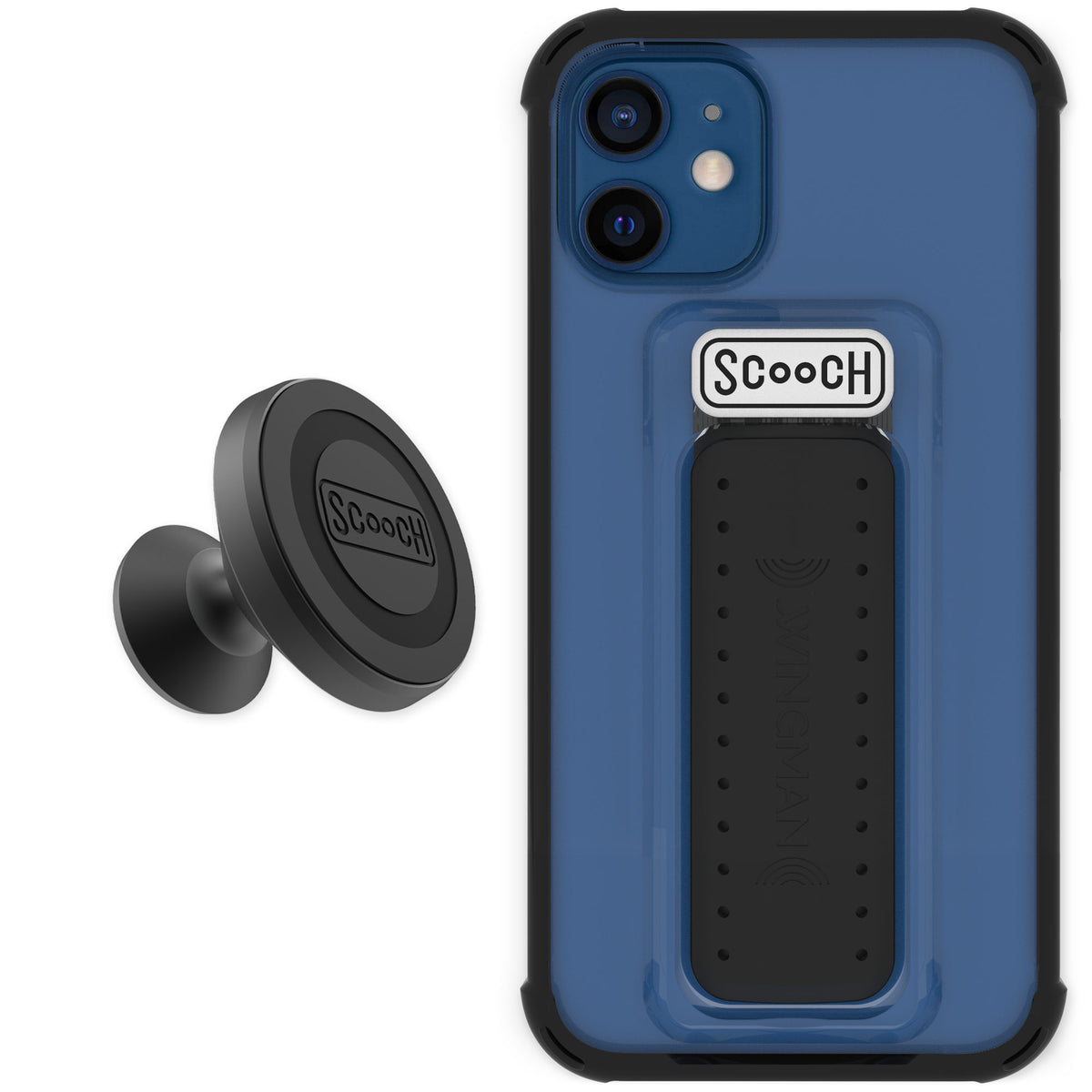 Scooch Wingman Tuxedo Clear for iPhone 12 mini — Starter Bundle