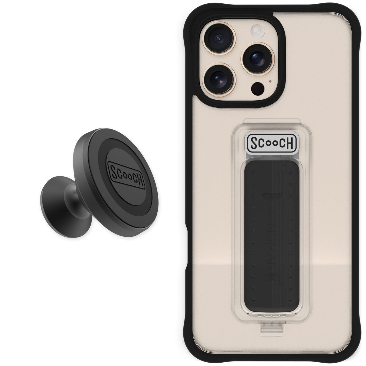 Scooch Wingman Tuxedo Clear for iPhone 16 Pro Max — Starter Bundle
