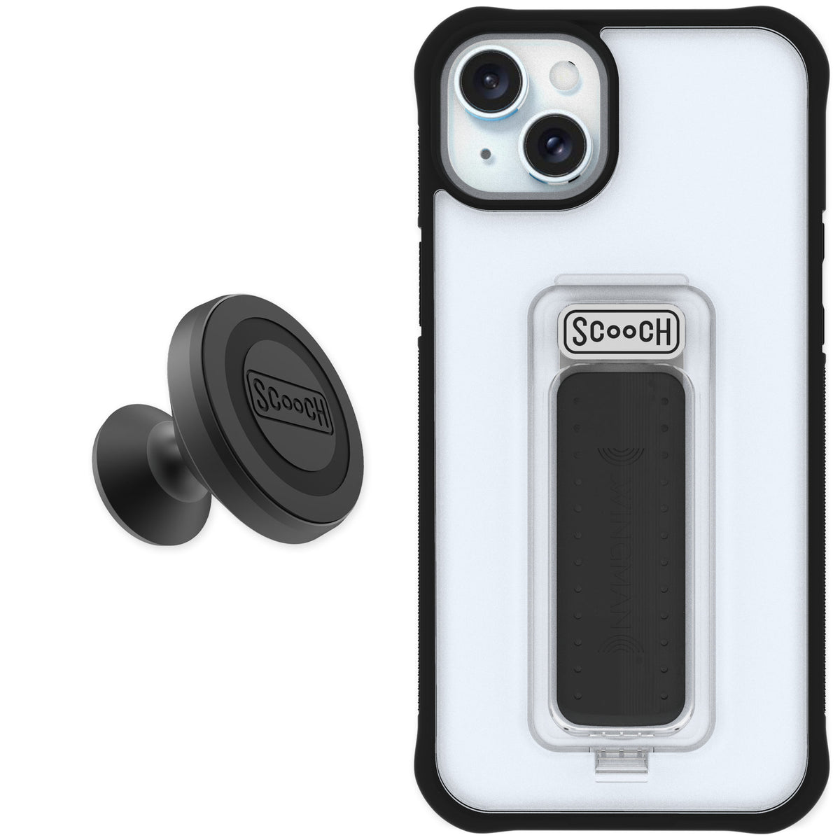 Scooch Wingman Tuxedo Clear for iPhone 14 Plus — Starter Bundle