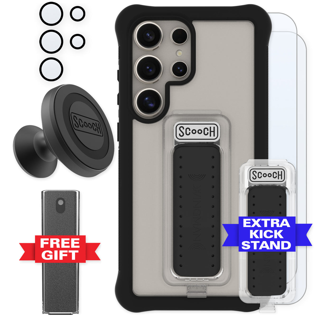 Scooch Wingman Tuxedo Clear for Galaxy S24 Ultra — Defender Bundle