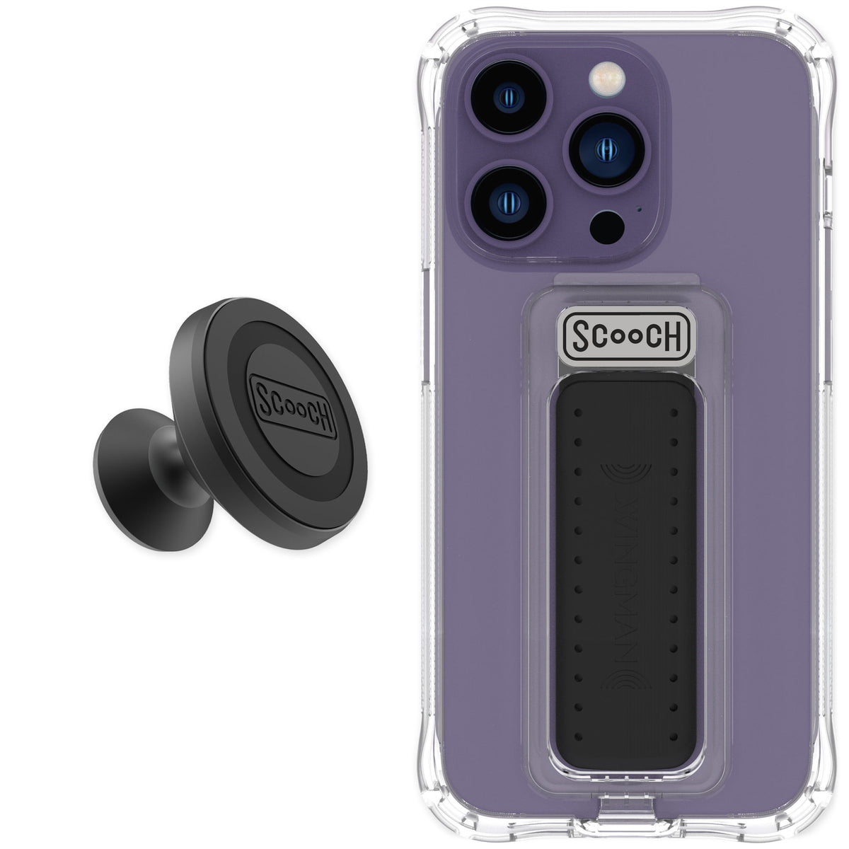 Scooch Wingman Clear for iPhone 14 Pro — Starter Bundle