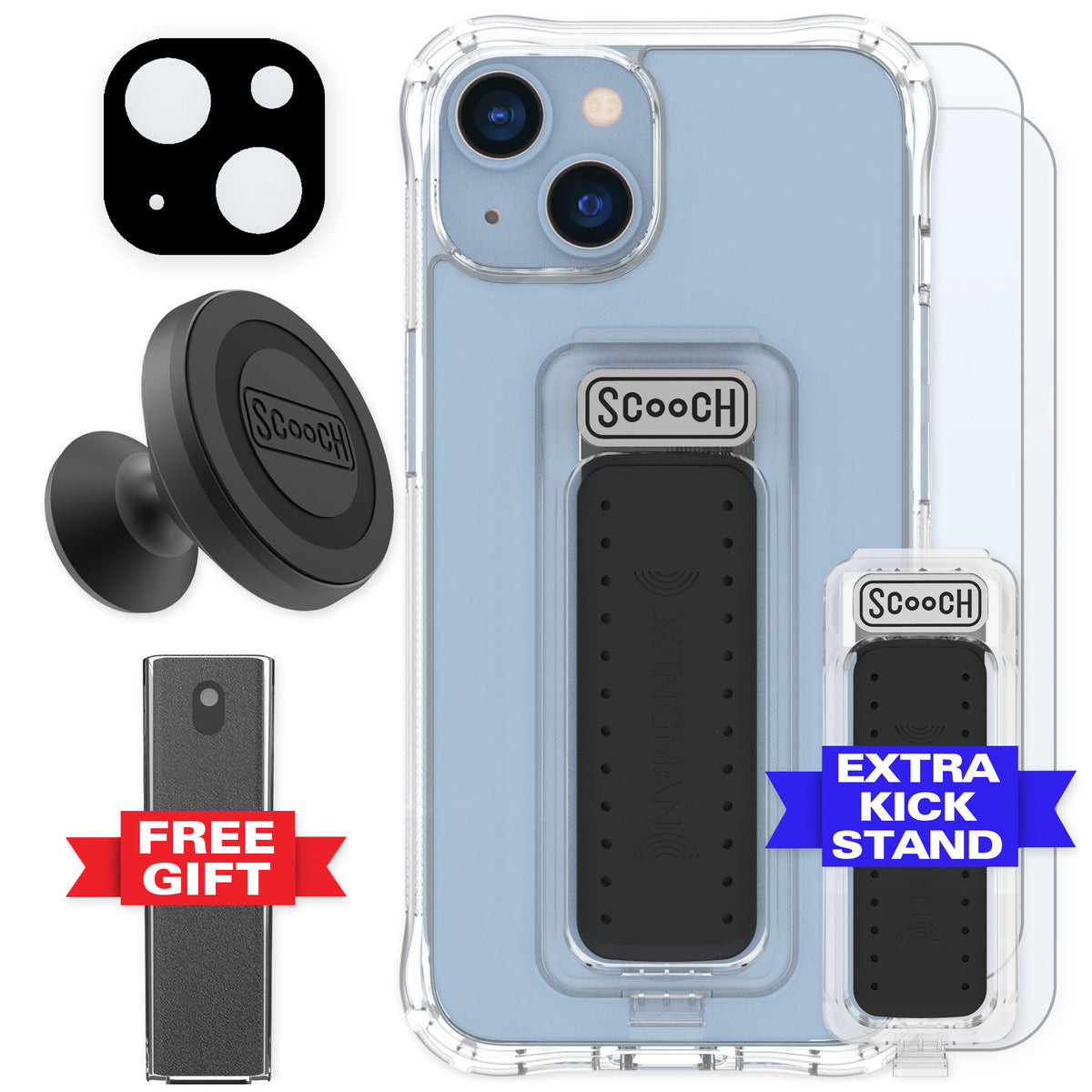 Scooch Wingman Clear for iPhone 14 — Defender Bundle