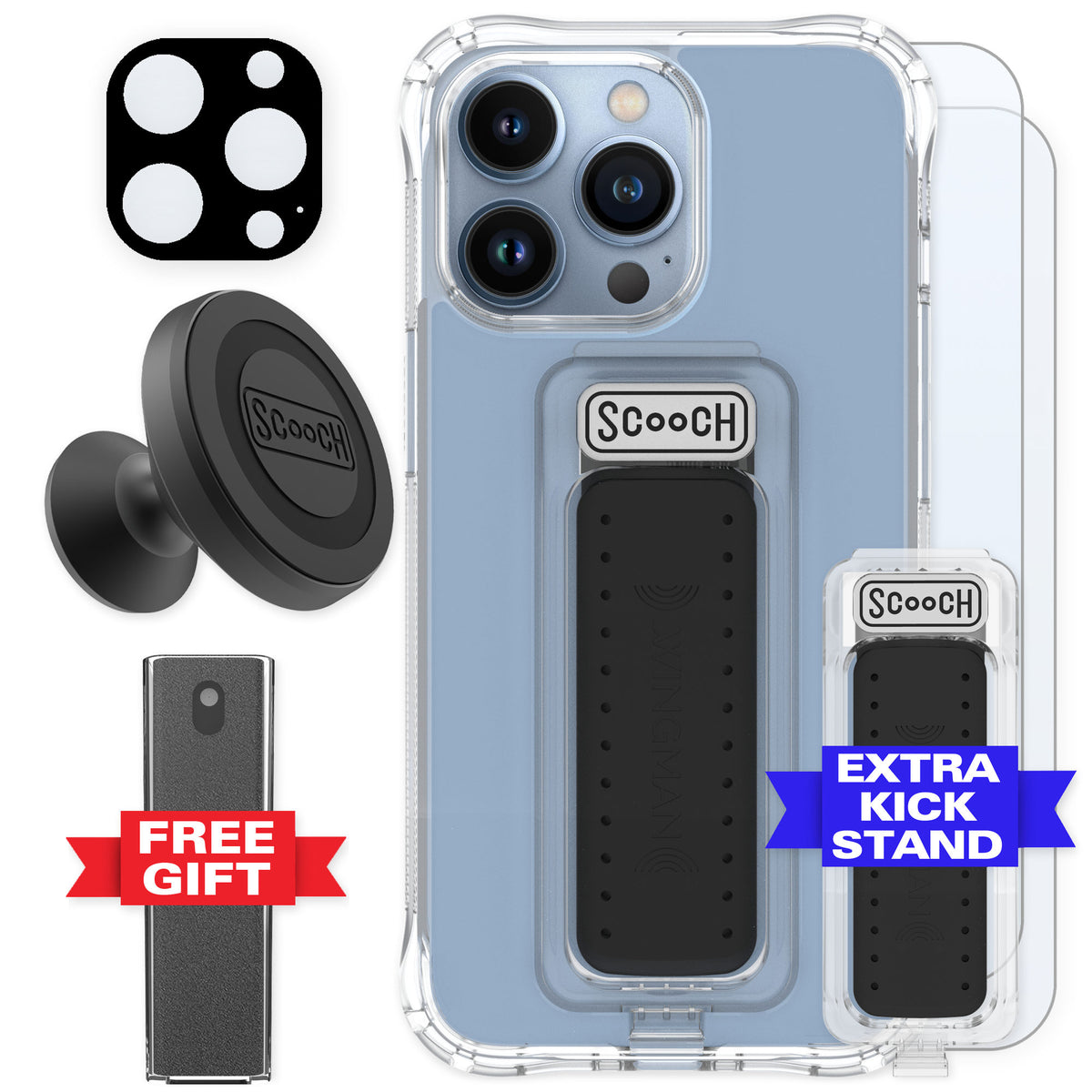 Scooch Wingman Clear for iPhone 13 Pro — Defender Bundle