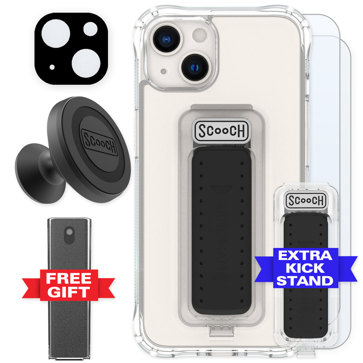 Scooch Wingman Clear for iPhone 13 — Defender Bundle