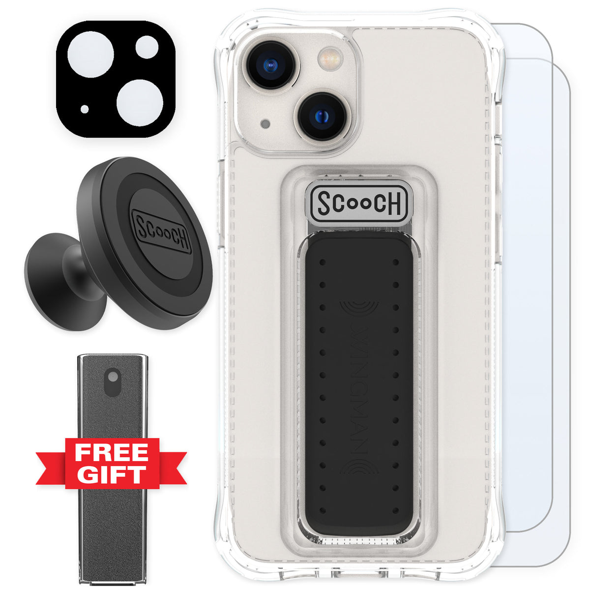 Scooch Wingman Clear for iPhone 13 mini — Defender Bundle