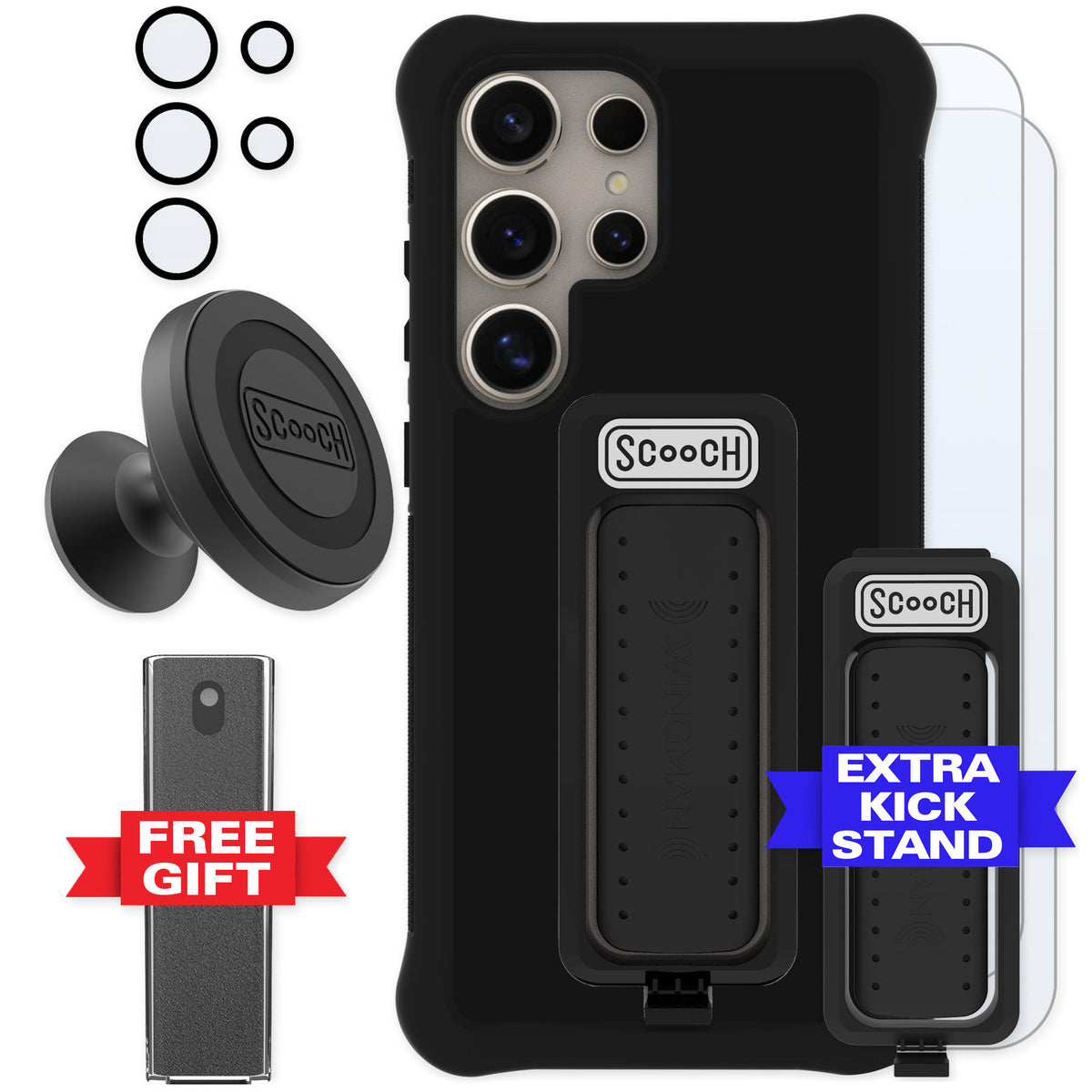 Scooch Wingman Black for Galaxy S25 Ultra — Defender Bundle