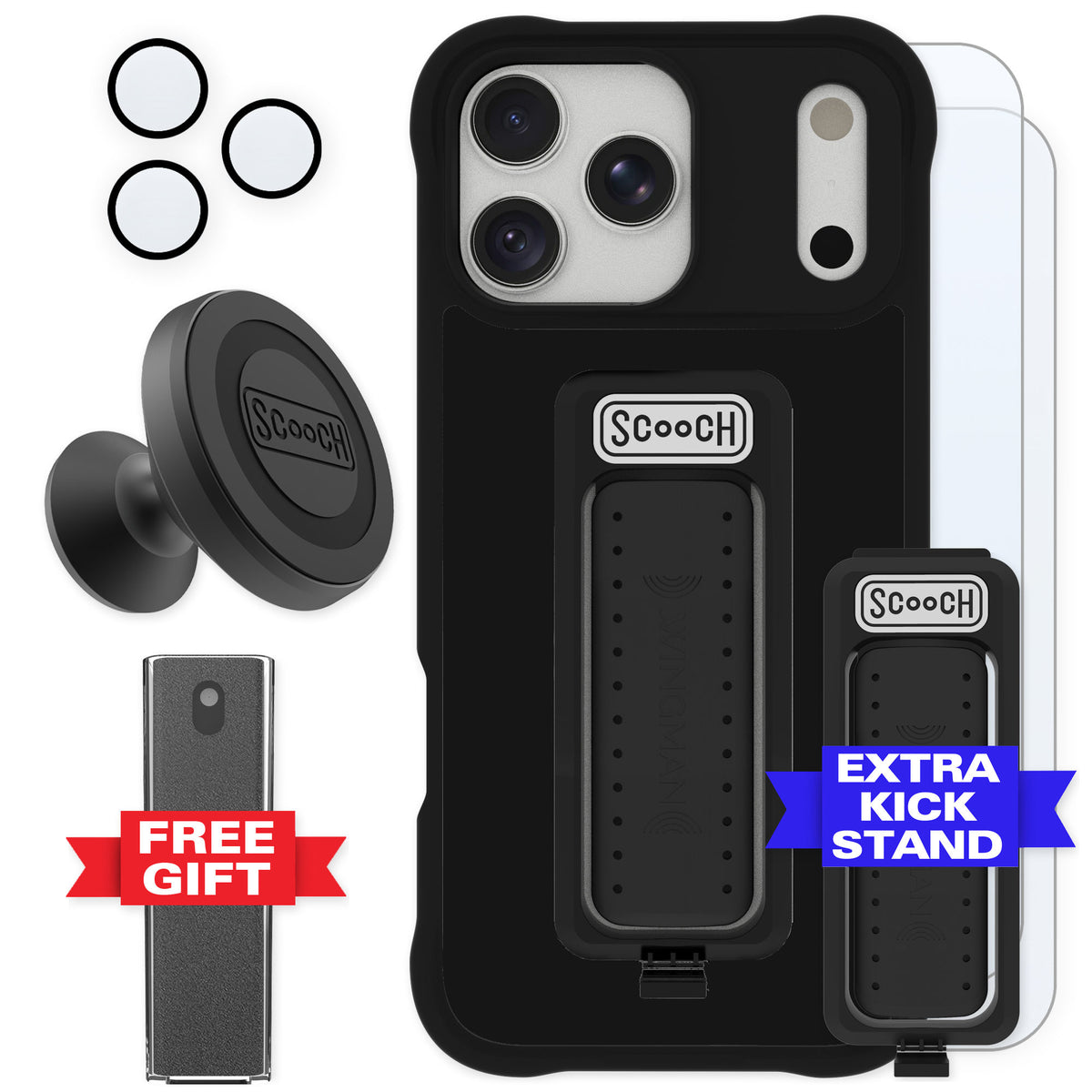 Scooch Wingman Black for iPhone 18 Pro Max — Defender Bundle