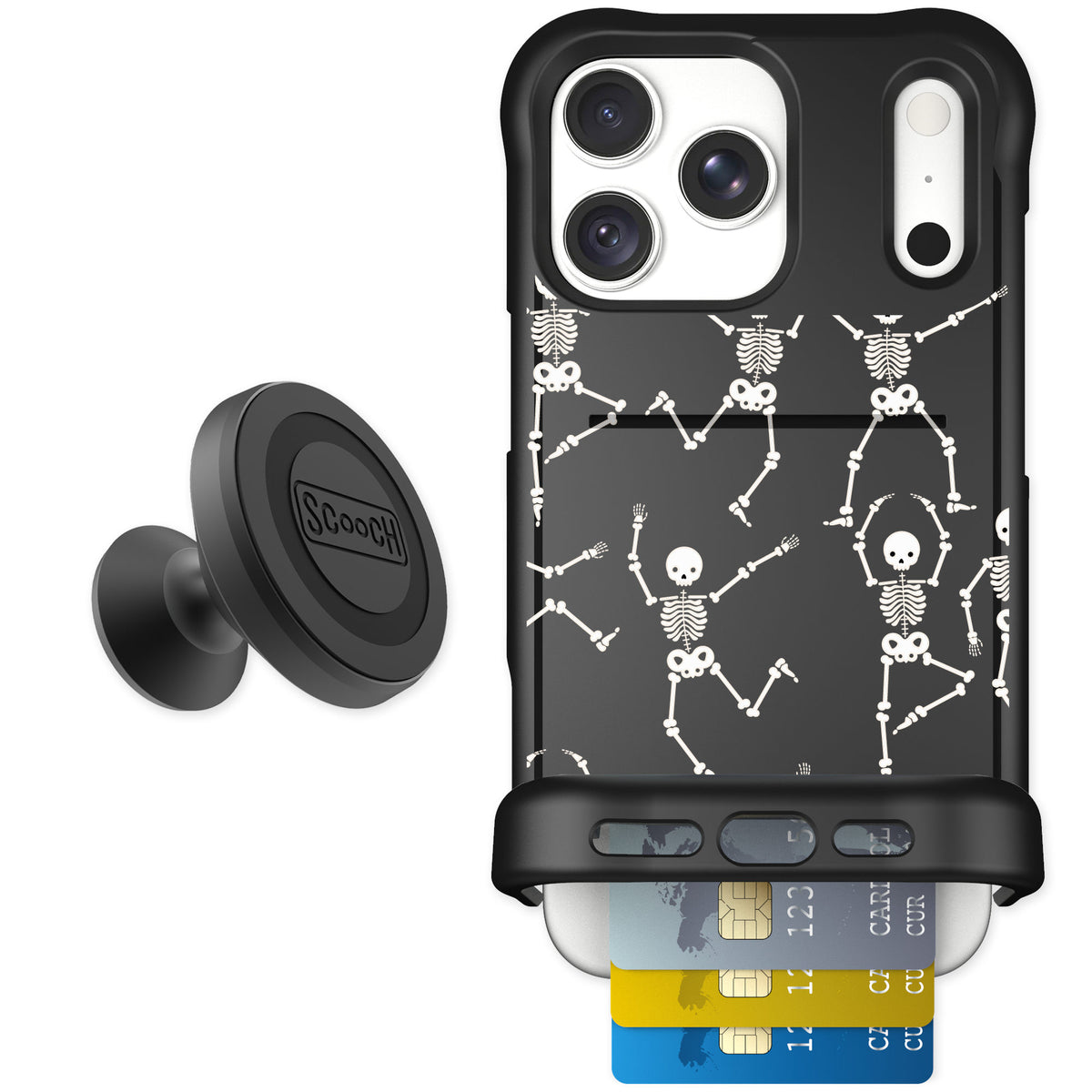 Scooch Wingmate Swinging Skeletons for iPhone 18 Pro Max — Starter Bundle